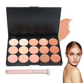 15 Colors Correcting Concealer Palette with Brush,Colors Corrector Palettes Long Lasting Moisturizing Cream Contour Makeup Palette