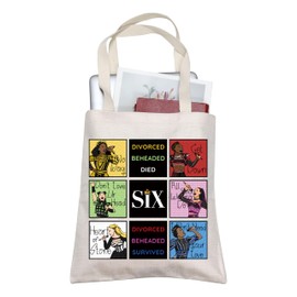 TOBGBE SIX Broadway Musical Gift Musical Theater Canvas Shopping Bag For Idea Broadway Theater Decor Tote Bag (SIX Tote CA)