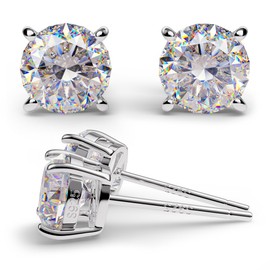 0.8 ct Moissanite Stud Earrings for Women Men, 925 Sterling Silver Simulated Diamond Stud Earrings 0.8 ct. tw. | 6 mm Each Transparently