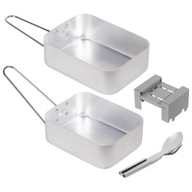 Jazooli Aluminium Compact Camping Hiking Walking Festival Army Cook Set Metal Mess Tin Stove Fuel Portable Outdoor Burner Lightweight Cooking Pan Cutlery Kit