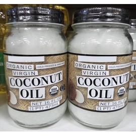 Trader Joe Organic Virgin Cold-Pressed & Unrefined Coconut Oil 16fl oz 473ml (Two Bottles)