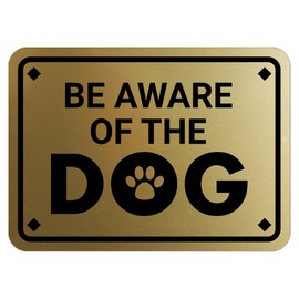 Classic Framed Diamond, Be Aware of the Dog Sign (Brushed Gold) - Medium 2 Pack