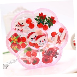 Vaguelly 2sets Boys and Girls Gold Clip-on Earrings Set Christmas Toddler Jewelry Eardrop Lightweight Metal Material for Use 7pair*2