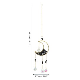 PATIKIL Moon Suncatcher, Black Crystal Sun Catcher Hanging Prism Wind Chimes for Indoor/Outdoor Window Home Garden Car Birthday Party Decor, Black
