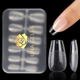 UNA GELLA Short Coffin Nail Tips 12 Sizes Short Coffin Gel X Nail Tips 120Pcs Long Lasting Soft Gel Nail Tips Coffin Shape Clear Full Cover Nail Tips Acrylic False for Nail Extension DIY Salon