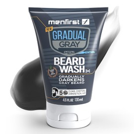 MENFIRST 3-in-1 Gradual Gray Beard Wash Shampoo for Dark Shades – Hypoallergenic, Harsh Chemical-Free & Dermatologist-Tested Beard Dye for Men – 4.6 Fl Oz (Pack of 1)