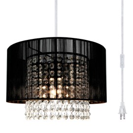 TISLYCO Plug in Chandelier, Plug in Chandelier Lighting with Long Cord 15ft and On/Off Switch, Hanging Pendant Light Plug in, Hanging Lamps That Plug into Wall Outlet for Bedroom Living Room