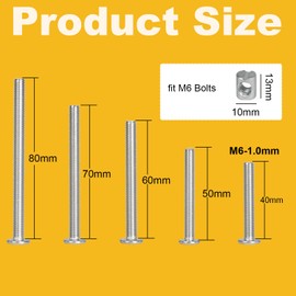 24 Sets Crib Screws, M6-1.0mm Bed Frame Bolts and Nuts Kit, 304 Stainless Steel Fully Threaded 4 Different Length Bunk Bed Screws, Crib Parts, Furniture Barrel Bolts Assortment Kit with Wrench