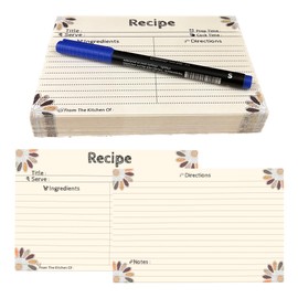 Littlemonky Recipe Cards 3x5 Double Sided With Gift Pen, 40 Count Recipe Cards, Blank Recipe Cards