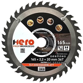 HERO Circular Saw Blade 165 x 20/16 mm 36 Teeth Carbide Saw Blade TCT Replacement Saw Blade for Woodworking Soft & Hardwood, Non-Ferrous Metals Universal Hand Saw, Mitre Saw, Table Saw, Chop Saw