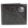 American Bison Tooled Side Bifold Wallet with Conchos–Oil Pull Up