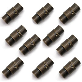 MOAMUN 10PCS Black Cord End Caps Bracelet End Caps Locking Bracelet Rope End Cap Cord Ends (Bronze, 4 mm)