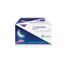 ANSIEREL NIGHT® Melatonina e Glicina - Diminuisce i Risvegli Notturni, Assorbimento e Addormentamento Rapido, Maggiore Qualità del Sonno • GUSTO FRUTTI DI BOSCO • 30 BUSTINE OROSOLUBILI • INPHA 2000
