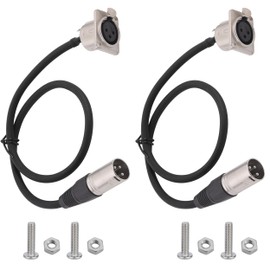 Jienk 2PCS 1.64FT XLR Panel Mount Pass Through Female to Male Cable, D Type Solderless XLR3 3PIN Extension Cable for Stage Boxes Patch Panel Rack Setup