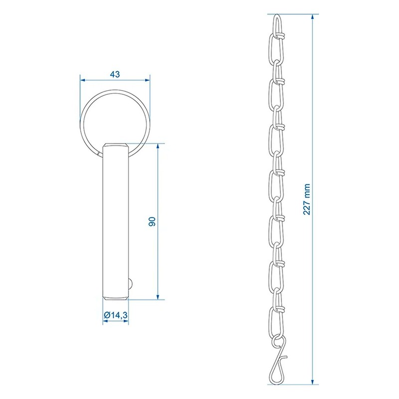 Locking Pin for Parking Supports Made of Galvanised Steel Pin