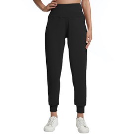 zsenoxaxi Womens Joggers with Zipper Pockets Lightweight High Waisted Athletic Pants for Travel Workout Lounge(Black,M)
