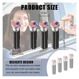 4PCS American Flag Car Door Lock Knobs, Carbon Fiber Car Door Lock Pin Cover Car Interior Modification Accessories, Universal Car Door Lock Pin Cover Accessories (Red Flag)