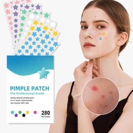 GGUFAY 280 Stück Pimple Patches, Pickel Patch Sterne mit Teebaumöl Salicylsäure Hydrokolloid Pflaster Pickel Patches Wasserdichte Atmungsaktive Tag und Nacht Akne Patches