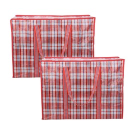 DATOFLY Pack of 2 Clothes Bags, Large Shopping Bags, Storage Bag, Jumbo Bags with Zip for Moving Bedding, Clothing, Blankets, Pillows, Quilt (Red, 70 cm x 50 cm x 25 cm)