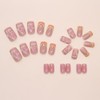 Flower Press On Nails French Tip Medium Square Pink Fake