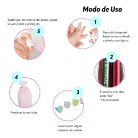 Kit Lima De Uñas Eléctrica Portátil Para Bebé Con Luz 6 En 1