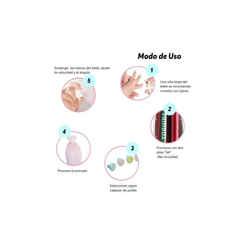 Kit Lima De Uñas Eléctrica Portátil Para Bebé Con Luz