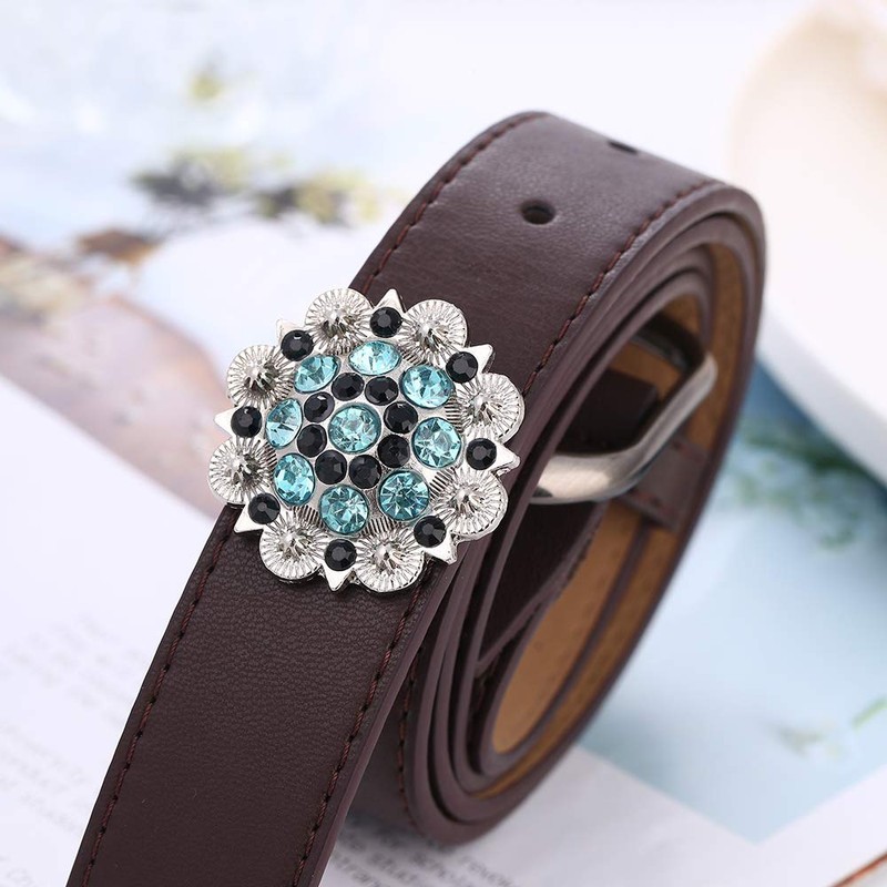 xinqida Flower Rhinestone Conchos Crystal Leathercraft Conchos with Screws Back，12