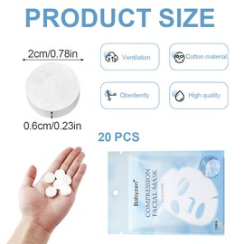 WUSJCOF Pack of 20 Compressed Paper Masks, DIY Disposable Skin Care Compress Face Mask for Beauty and Face Care