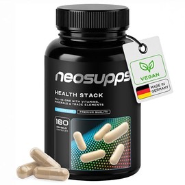 Neosupps Health Stack All-in-One Multivitamin High Dose + Q10 & OPC, 180 Capsules