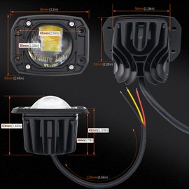 Szdystar Round Yellow/White Flush Mount LED Pod 2Pcs 3Inch 30W Backup Reverse Lights Front Bumper Lights Driving Fog Lights Behind Grille Lights fit for Trucks SUV ATV UTV