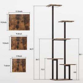 46" Tall Plant Stand with Grow Lights, 6-Tier Corner Plant Shelf Indoor Wooden Plant Shelf for Multiple Plants, Flowers, Herbs – Sturdy Metal Frame Plant Display Rack for Living Room, Home Decor