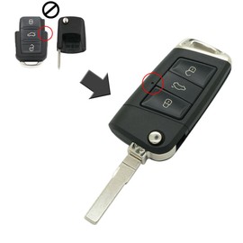 BROVACS Modified Upgraded Key Shell Compatible with VOLKSWAGEN Golf Jetta SKODA SEAT 3 Button Keyless Entry Flip Remote Key Case Fob SS827