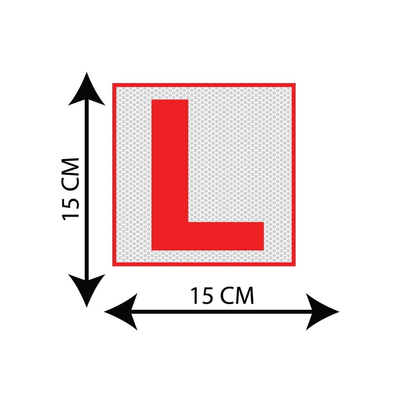 CVANU 2pcs Reflective L-Board Learner Driver Vinyl Exterior Decal Red_(15cm
