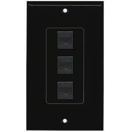 RiteAV Decorative 1 Gang 3 Port Cat5e Ethernet Wall Plate - Black/Black