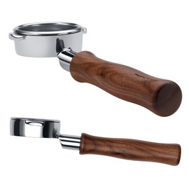 Normcore E61 Portafiltro desnudo de 58 mm para Lelit, Flair 58, ECM, Rocket, E61 Group Heads Machines, Portafilter Espresso sin fondo con cesta de 18 g, mango de nogal americano auténtico