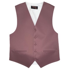 Spencer J's Men’s Formal Tuxedo Suit Vest Tie Bowtie and Pocket Square 4 Peace Set Verity of Colors (XL (Coat Size 46-51), Mauve)