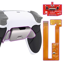 eXtremeRate - Kit de remodelación de Botones de Metal Real Plateado RMB Ver Rise para Driver PS5 BDM-030 040 050, Carcasa Trasera Blanca con Agarre...