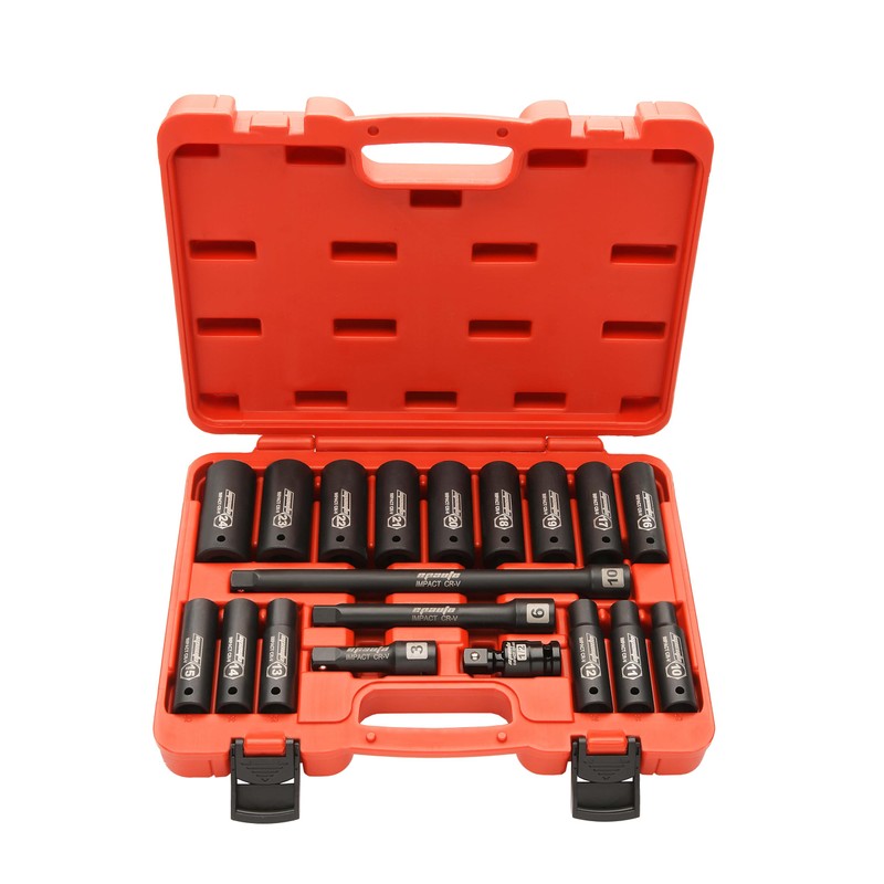 EPAuto 1/2-Inch Drive Metric (10-24 mm) Deep Impact Socket Set