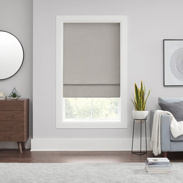 ECLIPSE Kylie Total Privacy Blackout Cordless Lined Window Roman Shade for Living Room, 35 in x 64 in, Grey