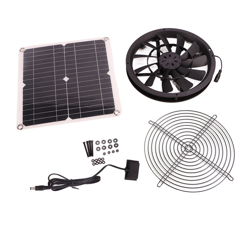 18V 12W Solar Exhaust Fan Kit Waterproof DC Brushless Round
