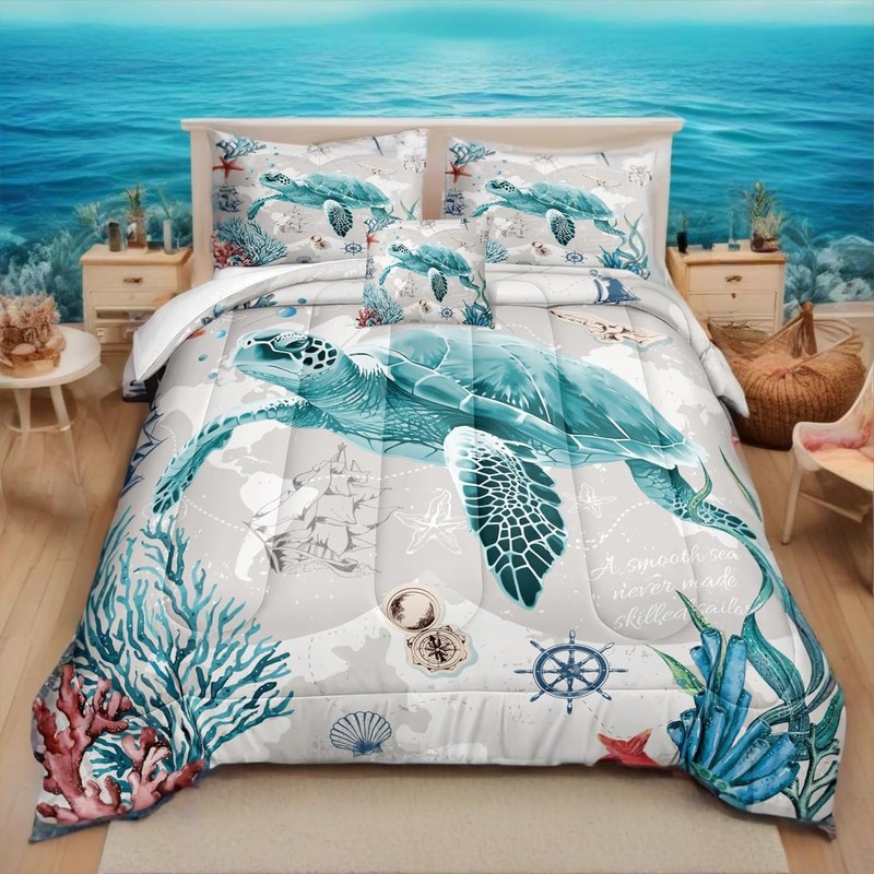 Bedbay Coastal Bedding Set Queen Size for Girls Boys -