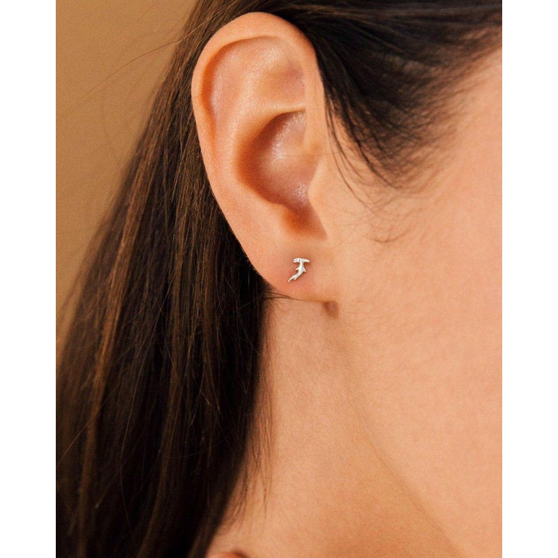 HANLI Flat Back Earrings for Women Silver Hammerhead Shark Stud