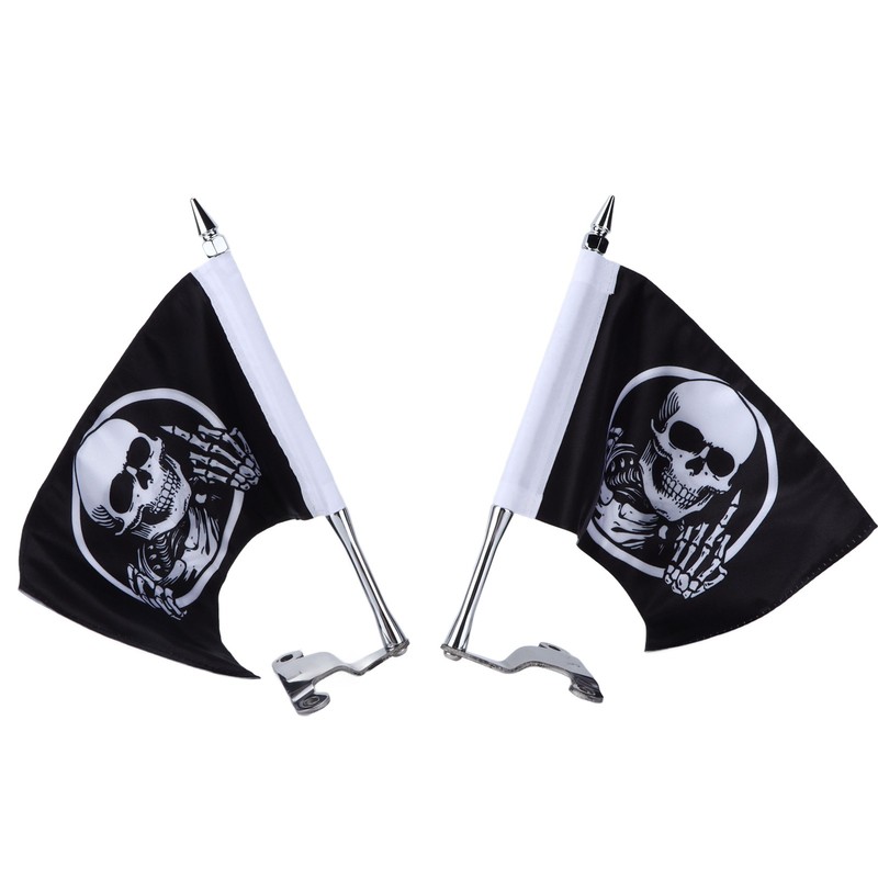 Trunk Lid Flagpole Mount Kit with Skull Flag L R