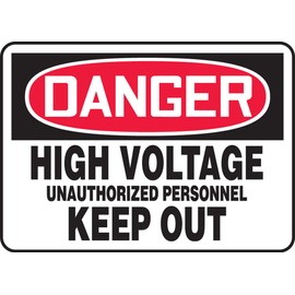 Accuform "Danger High Voltage - Unauthorized Personnel Keep Out" Safety Sign, Accu-Shield™, 7 x 10 Inches (MELC050XP)