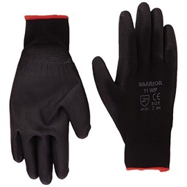 Warrior PU Coated Nylon Work Gloves,NB7/S (Size 7/Small) Black, Set of 12