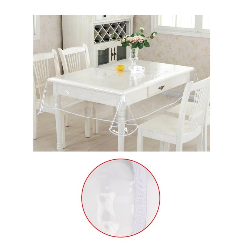 A2ZWORLD Clear Rectangular PVC Tablecloth Protective Waterproof Easy Clean (140cm
