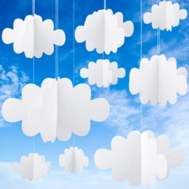JJiaoLinin 16 Pcs Fake Clouds for Ceiling, 3D Cloud Decorations Hanging Clouds Artificial Cloud Props, Felt Fake Cloud Ornaments, for Art Stage Wedding Nursery Children Room Baby Baptism Party
