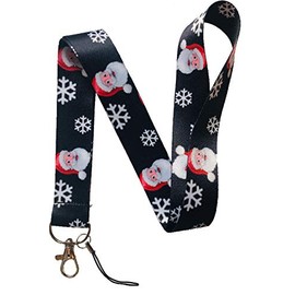 25mm Festive Black Santa & Snowflake Christmas Neck Lanyard