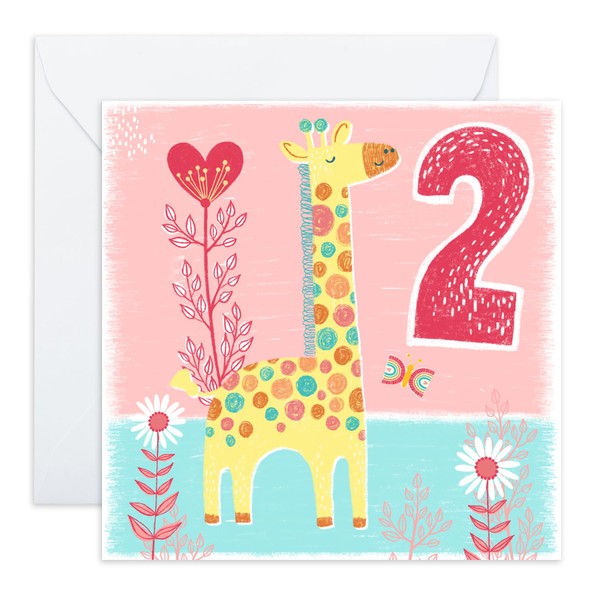 CENTRAL 23 - Cute Birthday Card for Her - 2nd Birthday Card - Daughter Birthday Card - Ideal Birthday Card for Kids - Comes with Cute Stickers
