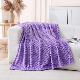 Linecooo Lavender Fleece Throw Blanket 50”×60” for Couch Sofa Bed